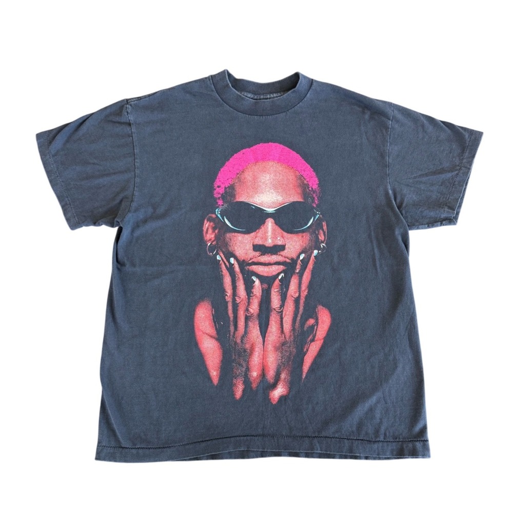 Dennis Rodman Not Of This World T-Shirt Black Large NBA Chicago Bulls REPRINT